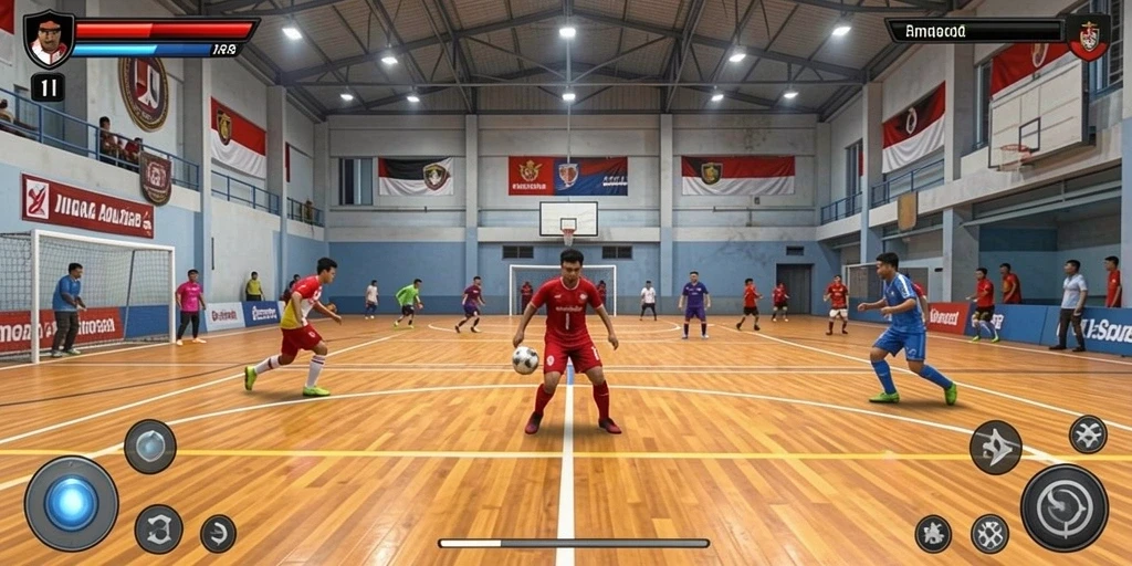 Tangkapan layar menunjukkan karakter utama dalam aksi di medan petualangan.