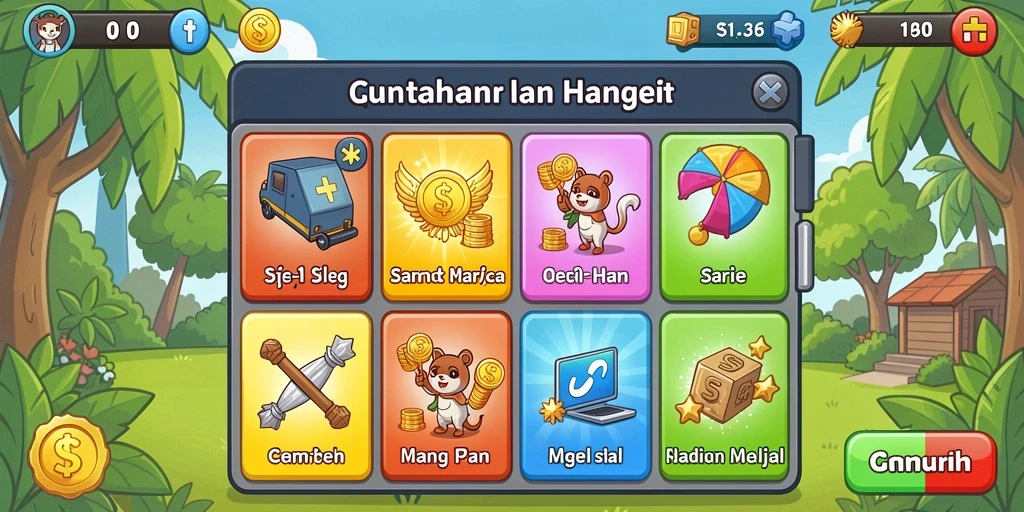Antarmuka utama game yang penuh warna.